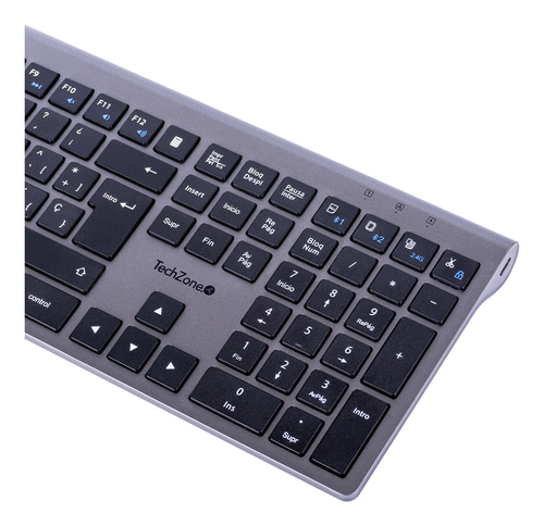 Miniatura 3 de Teclado TechZone TZACTCB01 Inalámbrico, RF inalámbrico + bluetooth, Negro, Plata