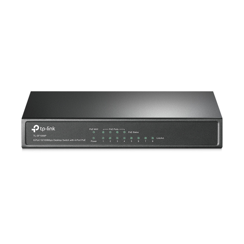 Switch TP-Link TL-SF1008P No administrado, RJ-45 8, Fast Ethernet (10/100), 4 POE, Oliva
