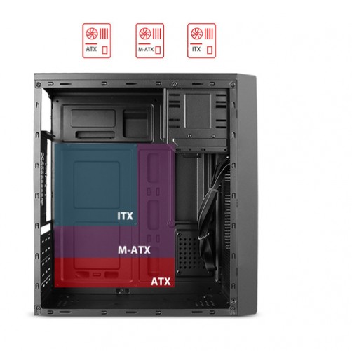 Gabinete Stylos STPGAC4B Cubo, PSU 500 W, PSU Si, Negro