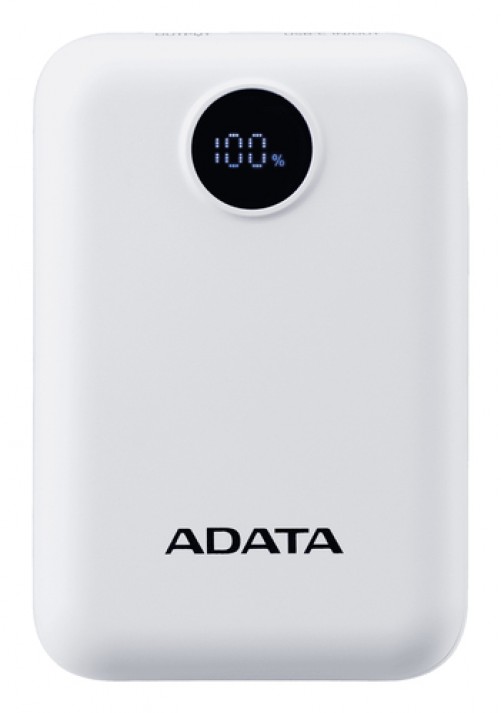 Power Bank ADATA C100 10000 mAh, 3.7 V, Universal, USB, Blanco