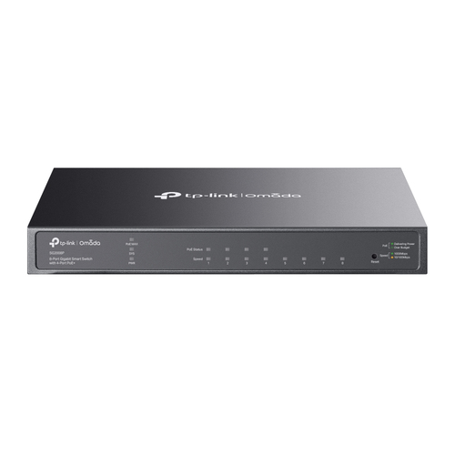 Switch TP-Link Omada TL-SG2008P Gestionado, L2/L2+, RJ-45 8, Gigabit Ethernet (10/100/1000), (PoE +) 4, Negro