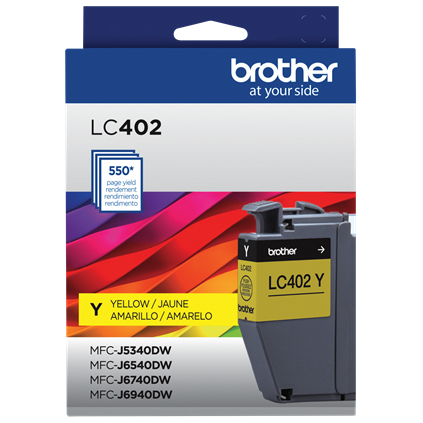 Cartucho de tinta Brother LC402Y Original, Amarillo, Rendimiento estándar