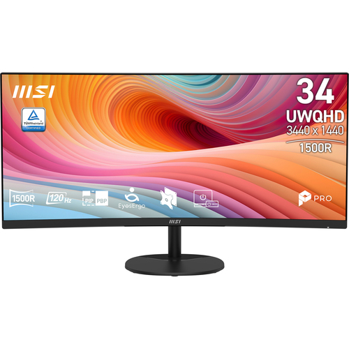Monitor Curvo MSI PRO MP341CQ E12 LED VA 34", 3440x1440 Ultra Wide Quad HD, FreeSync, 120Hz, HDMI/DP, Bocinas Integradas, Negro