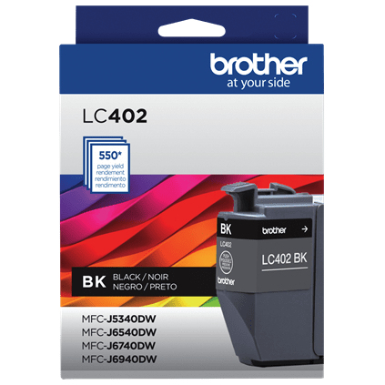 Cartucho de tinta Brother LC402BK Original, Negro, Rendimiento estándar