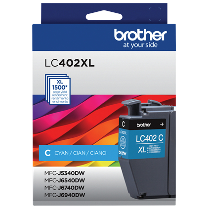 Cartucho de tinta Brother LC402XLC Original, Cian, Alto rendimiento (XL)