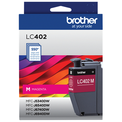Cartucho de tinta Brother LC402M Original, Magenta, Rendimiento estándar