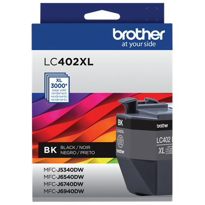 Cartucho de tinta Brother LC402XLBK Original, Negro, Alto rendimiento (XL)