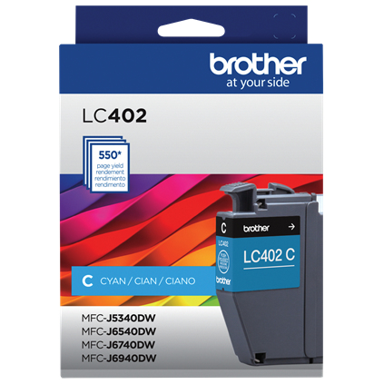 Cartucho de tinta Brother LC402C Original, Cian, Rendimiento estándar