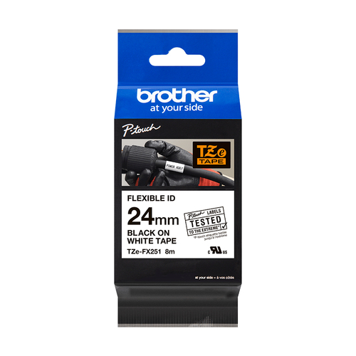 Miniatura 2 de Cinta Brother TZE-FX251 Negro sobre blanco, 2.4 cm, 8 m