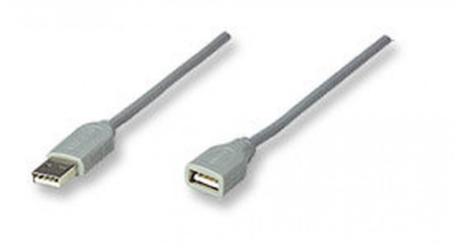 EXTENSOR Manhattan 340960 4.5 m, USB A a USB A, Macho/Hembra, Gris