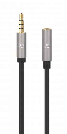 Miniatura 4 de Cable de audio Manhattan Extensión de Cable Auxiliar de Audio Estéreo 3,5mm a 3,5mm, 2 m, Negro, Plata