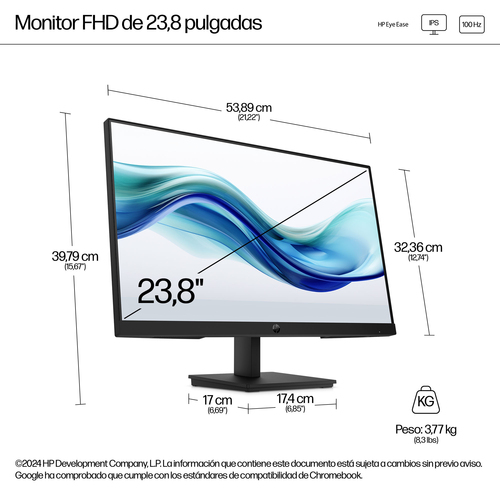 Miniatura 4 de Monitor HP Series 3 Pro LCD, 23.8", Full HD, IPS, 100 Hz, 5 ms, Negro