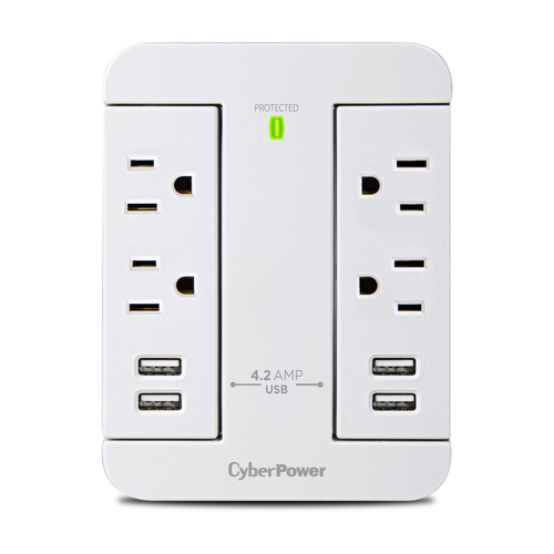 Supresor de picos CyberPower GP400U4AWH 500 J, 4 contactos, Blanco