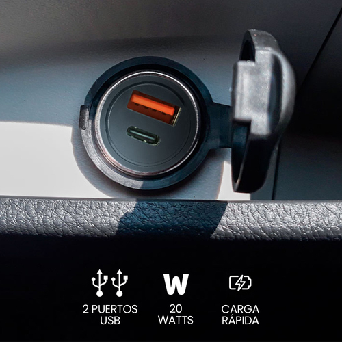 Miniatura 3 de Cargador Vorago 12 - 24 V, Universal, Auto, 1USB-C, Carga rápida, 20 W, Negro