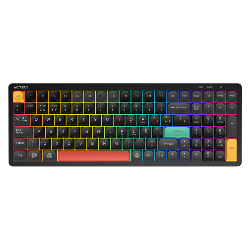 Teclado Gamer Acteck Techno Core TI780 elite, inalambrico, RGB, Bluetooth, USB, Negro