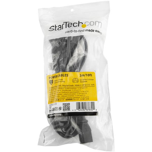 Miniatura 2 de Cables de poder StarTech.com Macho, Hembra 125 V, 0.9 m, Negro