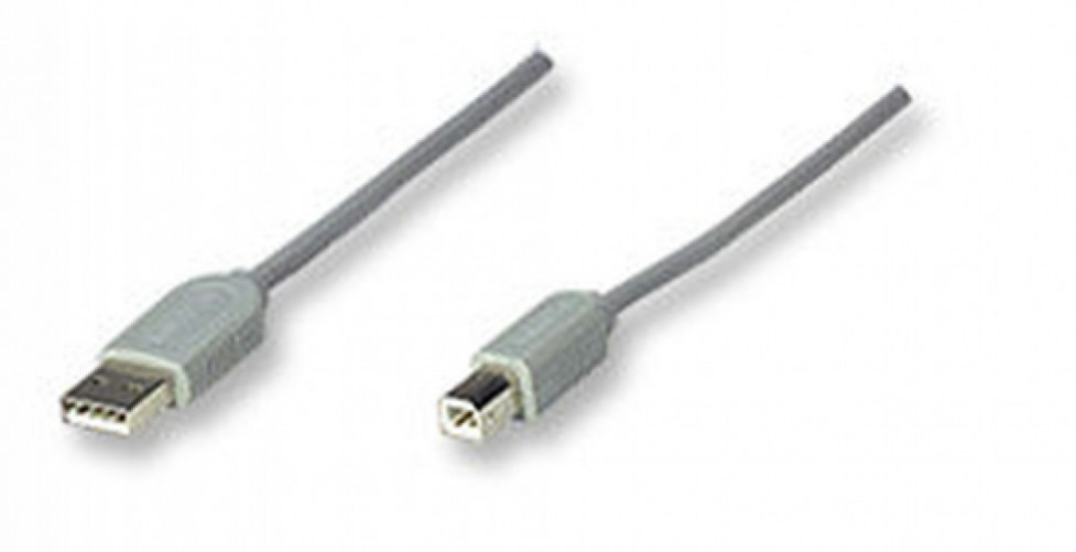 Cable USB Manhattan 341028 USB A a USB B, 12 Mbit/s, Gris