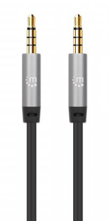 Miniatura 4 de Cable de audio Manhattan Cable Auxiliar de Audio Estéreo 3,5mm a 3,5mm, 2 m, Negro, Plata