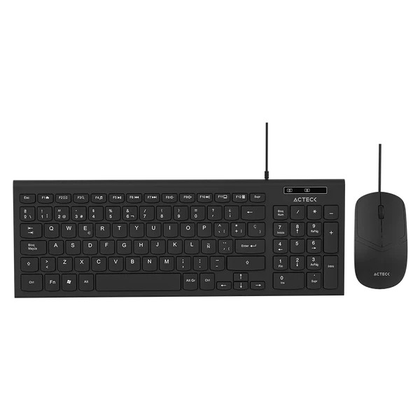 Kit de Teclado y mouse alambrico Acteck 2 en 1, Creator Compact MK235, Negro