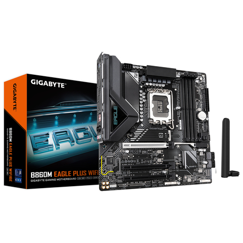 Tarjeta madre GIGABYTE B860M EAGLE PLUS WIFI6E LGA 1851, 4 DDR5-SDRAM, Micro ATX, Wifi
