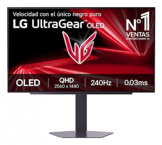Monitor LG 27GX704A-B OLED, 27", Quad HD, OLED, 240 Hz, 0.03 ms, FreeSync, NVIDIA G-SYNC, Negro