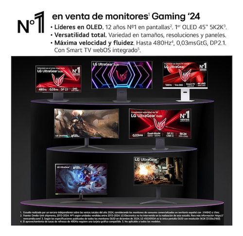 Miniatura 5 de Monitor LG 27GX704A-B OLED, 27", Quad HD, OLED, 240 Hz, 0.03 ms, FreeSync, NVIDIA G-SYNC, Negro