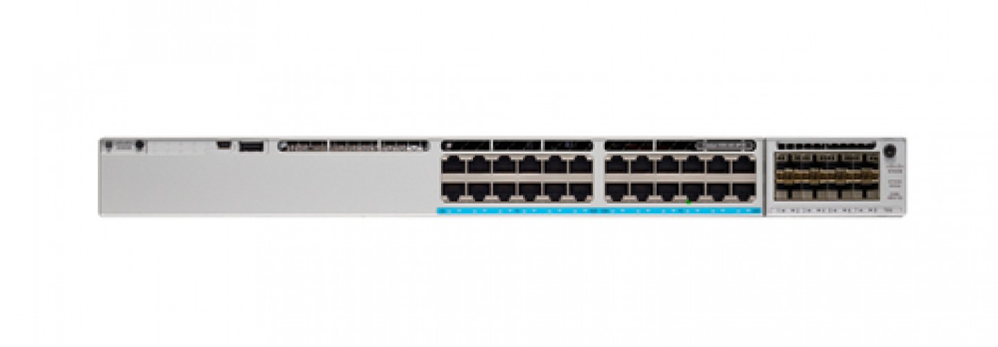 Switch Cisco C9300L-24P-4X-E Gestionado, L2/L3, Cantidad de puertos 24, Gigabit Ethernet (10/100/1000), IPSEC, SNMPv2, SNMPv3, Gris