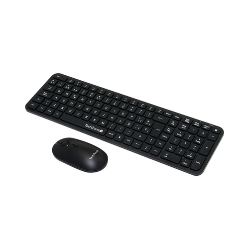 Miniatura 2 de Teclado Inalámbrico TechZone TZCOMBINA05 Español, Tamaño completo (100%), 10 m, Teclado numérico, Negro