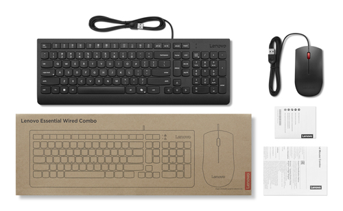 Miniatura 3 de Kit Teclado y Mouse Lenovo 4X31R64424 USB, Alámbrico, 1600 DPI, Negro