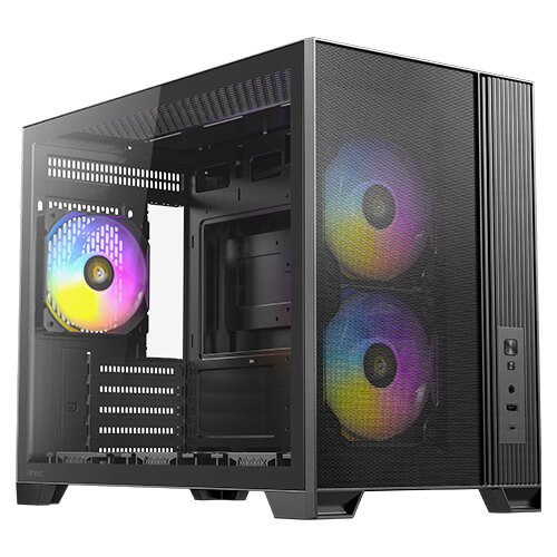 Gabinete Antec FLUX M Micro Tower, PSU No, Vent. 2x 120 mm, Vent. 1x 120 mm, Negro