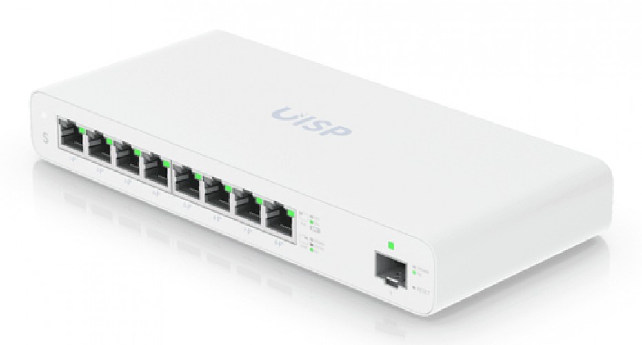 Switch Ubiquiti UISP Gestionado, L2, RJ-45 8, Gigabit Ethernet (10/100/1000), 8 POE, Blanco