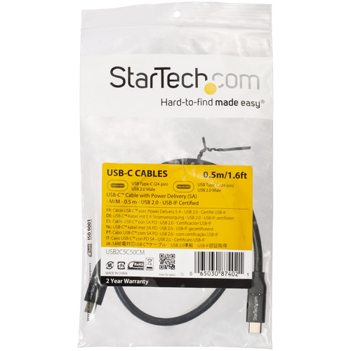 Miniatura 3 de Cable USB StarTech.com USB C a USB C, 480 Mbit/s, Negro