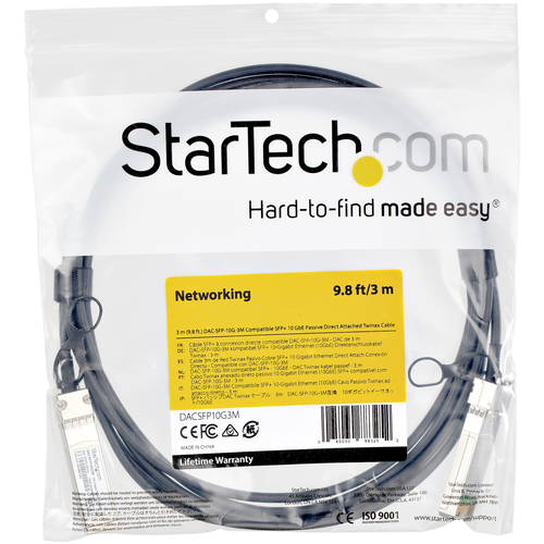Miniatura 2 de Cable StarTech.com Cable de 3m Twinax SFP+ a SFP+ con Conexión Directa 10GbE- Compatible con DAC-SFP-10G-3M de Dell EMC - Cobre - DAC Transceptor/Mini GBIC Pasivo de Bajo Poder 10 Gbps, 3 m, SFP, SFP
