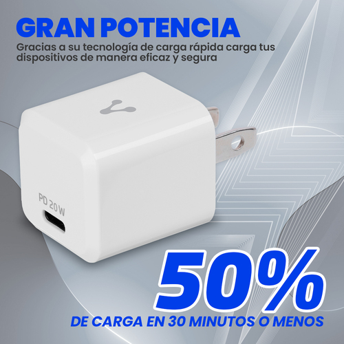 Miniatura 2 de Cargador Vorago AU-250-V2 110 - 240 V, Universal, Interior, 1USB-C, Carga rápida, Blanco