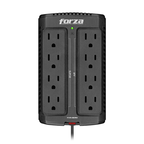 Regulador Forza Power Technologies FVR-901M 0.9 kVA / 450 W, Entrada 120 V, 8 salidas AC, Negro
