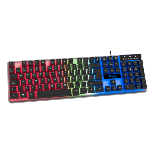 Miniatura 4 de Teclado Stylos STTEALLED1T Español, Alámbrico, USB, Interruptor de membrana, LED, Transparente