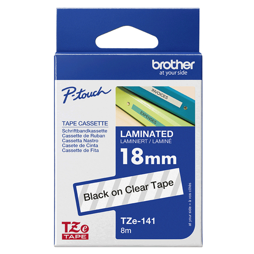 Miniatura 2 de Cinta Brother TZE-141 Negro sobre transparente, 1.8 cm, 8 m