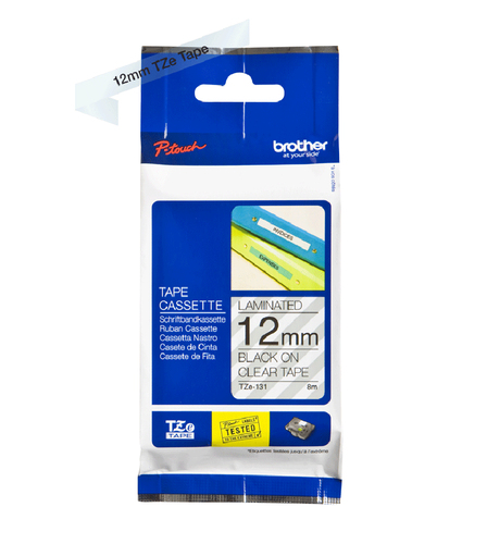 Miniatura 4 de Cinta Brother TZE-131 Negro sobre transparente, 1.2 cm, 8 m, Resistente a la intemperie