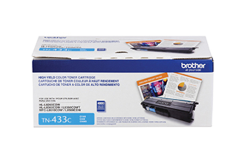 Tóner Brother TN-433C Original, Cian, Alto rendimiento (XL)