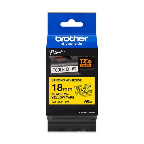 Miniatura 2 de Cinta Brother TZE-S641 Negro sobre amarillo, 1.8 cm, 8 m