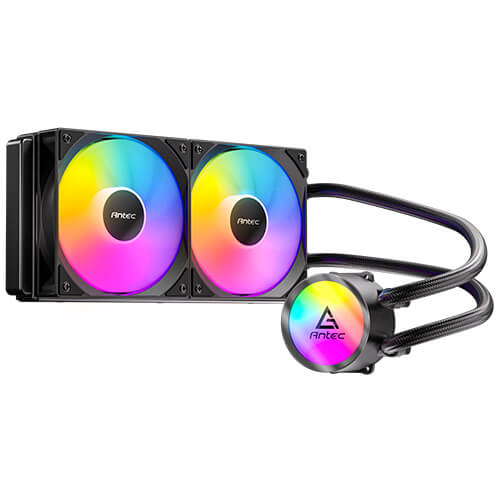 Enfriamiento Liquido ANTEC Omni 240 ARGB, radiador de 240 mm, dos ventiladores de 120 mm PWM, iluminacion ARGB 3 pines, negro.