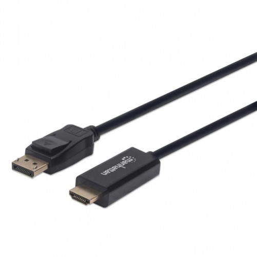 Adaptador vídeo Manhattan Cable DisplayPort a HDMI 4k@60Hz DisplayPort a HDMI, 1 m, Negro