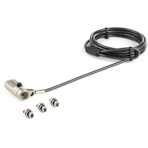 Cable antirrobo StarTech.com Kensington, Cerradura con combinación, 2 m, Negro, Plata