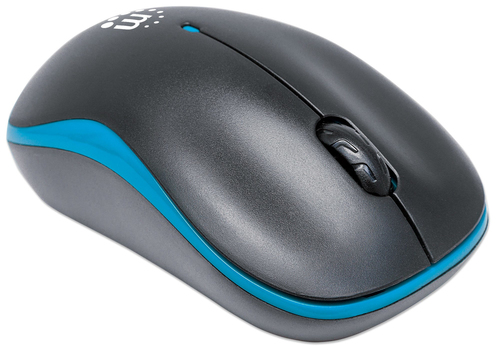 Miniatura 5 de Mouse Manhattan Ratón óptico inalámbrico Success Óptico, 3 Botones, 1000 DPI, RF inalámbrico, 10 m, Negro, Azul
