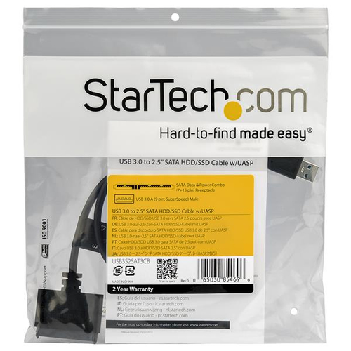 Miniatura 2 de Docking Station StarTech.com Cable SATA a USB con UASP, Negro, 6 Gbit/s, CE, FCC, REACH, 0 - 60 °C, -10 - 70 °C, 49 mm