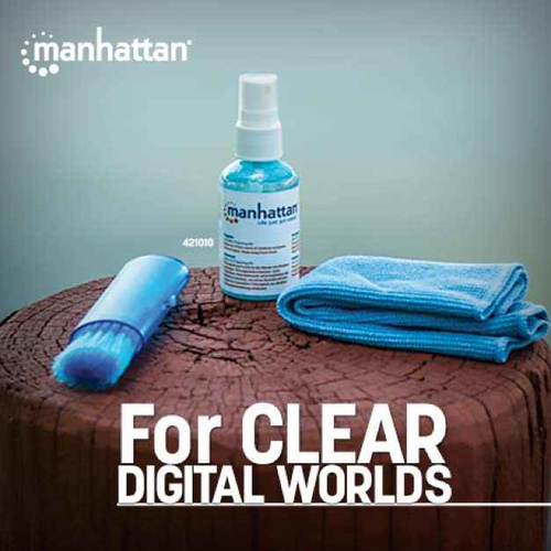 Miniatura 5 de Kit Limpiador Manhattan Mini Equipo de Limpieza para LCD Líquido y paños secos/húmedos para limpieza de equipos, Uso adecuado LCD/TFT/Plasma, 60 ml, Peso 210 g