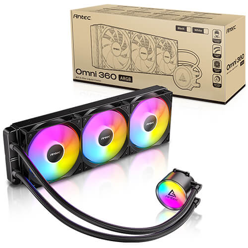 Miniatura 4 de Enfriamiento Liquido ANTEC Omni 360 ARGB, radiador de 360 mm, tres ventiladores PWM de 120 mm, bomba espejo ARGB, compatibilidad Intel y AMD.