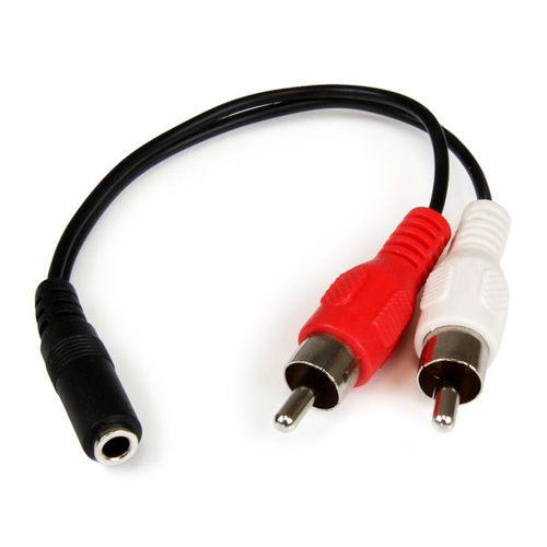 Cable de audio StarTech.com 0.152m 3.5mm - 2xRCA m/f 3,5mm a 2 x RCA, 0.152 m, Negro