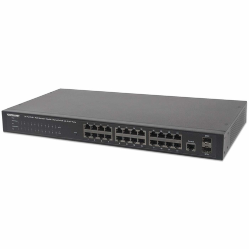 Switch Intellinet Gestionado, RJ-45 24, Gigabit Ethernet (10/100/1000), Negro
