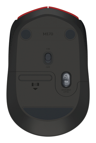 Miniatura 5 de Mouse Logitech M170 3 Botones, RF inalámbrico, 10 m, Negro, Rojo